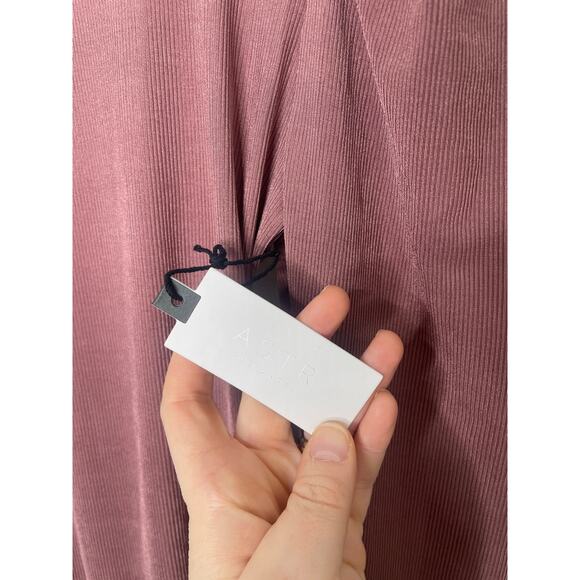 ASTR Tie Back Bodysuit Medium Strappy Cut Out Puff Shoulder Long Sleeve Mauve - Picture 6 of 11